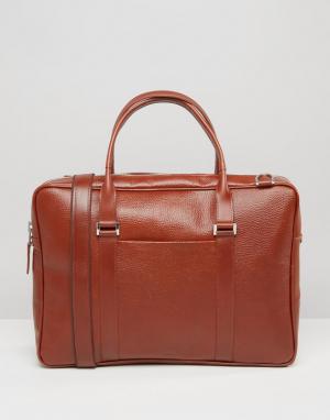 Кожаная сумка коньячного цвета для ноутбука Affinity Royal RepubliQ. Цвет: коричневый