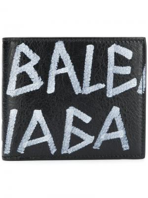 Бумажник с принтом граффити Balenciaga. Цвет: черный