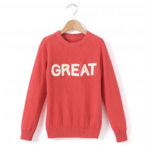 Пуловер из трикотажа La Redoute Collections. Цвет: красный малиновый