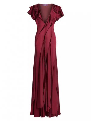 Коктейльное платье с драпировкой Josef , малиновый Ralph Lauren Collection