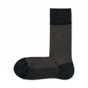 Деловые носки с узором «гусиные лапки» под прямым углом (мужские) MUJI, темно-коричневый узор мокко Muji