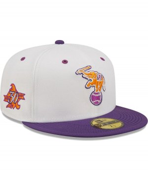 Мужская белая, фиолетовая шляпа Oakland Athletics 30th Season Grape Lolli 59Fifty. New Era