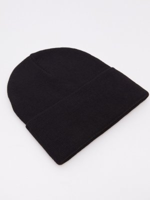 Трикотажная шапка-бини с отворотом zolla. Цвет: черный