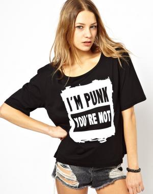 Органическая футболка с надписью Punk A Question Of. Цвет: черный
