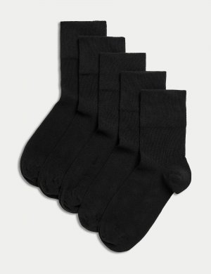 5 пар носков до щиколотки с высоким содержанием хлопка , черный Marks & Spencer
