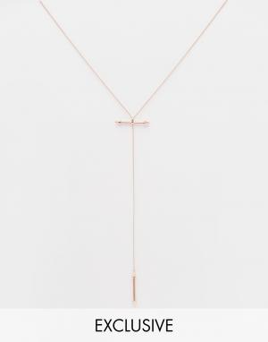 Эксклюзивное ожерелье-четки с покрытием из розового золота Luv AJ. Цвет: розовое золото