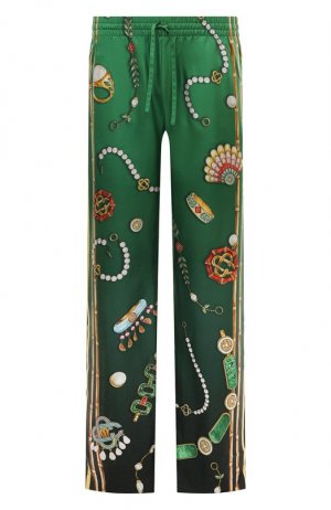 Шелковые брюки Casablanca. Цвет: зелёный