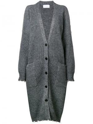 Пальто-кардиган с вышивкой Gaelle Bonheur. Цвет: серый