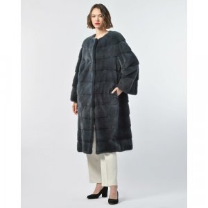 Пальто , норка, силуэт трапеция, размер 42, серый Manakas Frankfurt. Цвет: серый