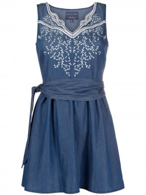 Джинсовое платье мини с вышивкой Ermanno Scervino. Цвет: синий
