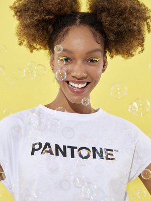 Женская хлопковая футболка с круглым вырезом и принтом короткими рукавами Pantone