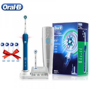 Умная электрическая зубная щетка Oral B 3D Pro4000, датчик давления, таймер, долговечная батарея, щетка, 4 подарка, сменная насадка для щетки Oral-B