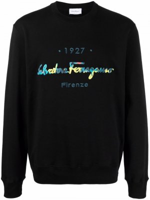 Embroidered-logo sweatshirt Salvatore Ferragamo. Цвет: черный