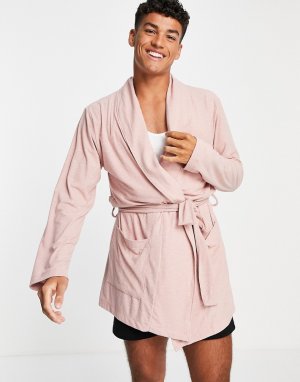 Розовато-лиловый халат в рубчик от комплекта -Розовый цвет ASOS DESIGN
