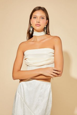 Шифоновый корсет с топом и поясом , кремовый Forever 21