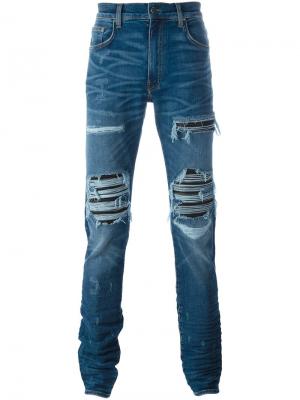 Длинные джинсы с рваными деталями Amiri. Цвет: синий