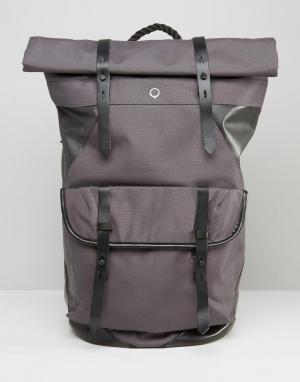 Парусиновый рюкзак ролл-топ с кожаной отделкой Ronan Stighlorgan. Цвет: серый
