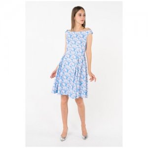 Платье с расклешенной юбкой и цветочным принтом D71030 Голубой 46 La Vida Rica. Цвет: голубой