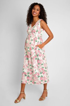 Платье миди для беременных JoJo Maman bébé с V-образным вырезом Bébé, розовый