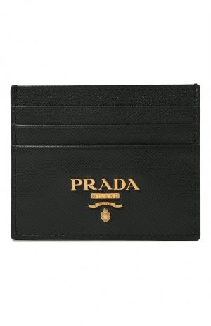 Кожаный футляр для кредитных карт Prada. Цвет: чёрный