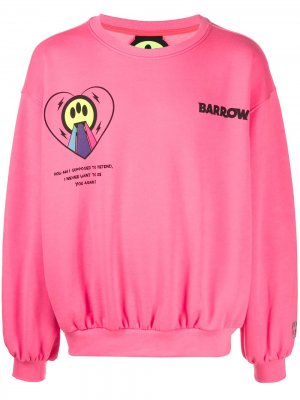 Толстовка с приспущенными плечами и логотипом BARROW. Цвет: розовый