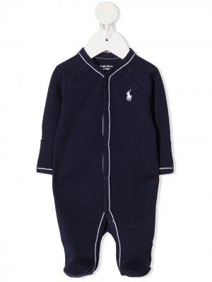 Пижама на пуговицах с вышитым логотипом Ralph Lauren Kids. Цвет: синий