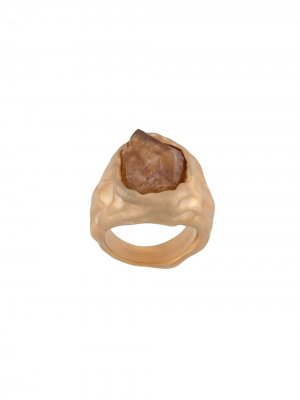 Фактурное кольцо с камнем Dsquared2. Цвет: золотистый