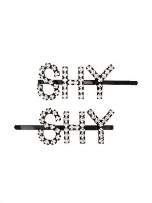 Комплект из двух невидимок Shy с кристаллами Ashley Williams. Цвет: metalic
