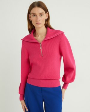 Женский однотонный пуловер с длинными рукавами Yas, фуксия YAS. Цвет: розовый