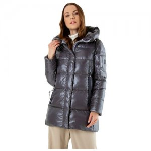 Женское зимнее пальто пуховик. CLASNA, цвет серый, размер M Clasna. Цвет: серый