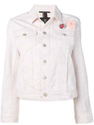 Джинсовая куртка с цветочной аппликацией PS Paul Smith. Цвет: белый