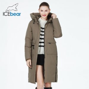 2023, зимняя женская куртка, длинная хлопковая куртка с большими карманами, женское ветрозащитное пальто, утолщенная теплая парка GWD22578-1D ICEbear