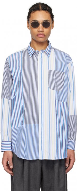 Сине-белая рубашка в стиле пэчворк Engineered Garments