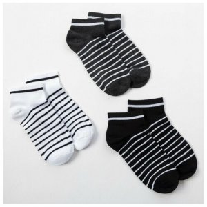 Носки , 3 пары, размер 40-42, мультиколор, черный, белый, серый Minaku. Цвет: серый/белый/черный