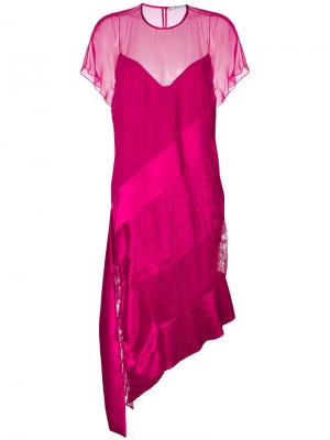 Многослойное асимметричное платье-миди Givenchy. Цвет: розовый
