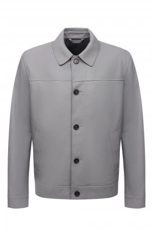 Кожаная куртка Brioni. Цвет: серый