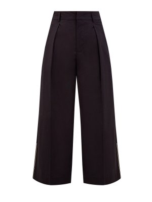 Укороченные брюки-клеш из хлопка с заложенными складками LORENA ANTONIAZZI. Цвет: черный