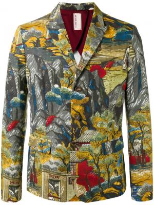 Пиджак с принтом-пейзажем Antonio Marras. Цвет: зелёный