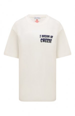 Хлопковая футболка JW Anderson. Цвет: белый