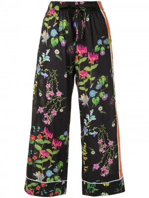 Пижамные брюки с цветочным принтом Cynthia Rowley. Цвет: черный