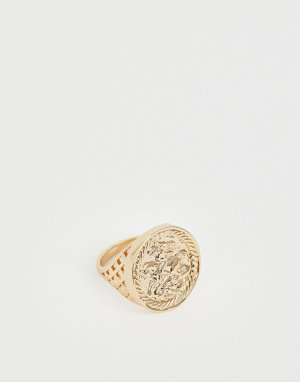 Золотистое кольцо old english Chained & Able. Цвет: золотой