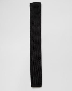 Черный трикотажный галстук 7X. Цвет: черный