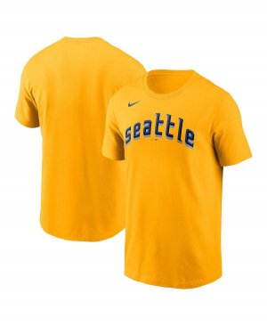 Мужская золотая футболка Seattle Mariners 2023 City Connect с надписью Nike