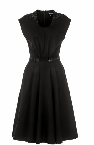 Приталенное платье-миди с декоративной отделкой Giorgio Armani. Цвет: чёрный