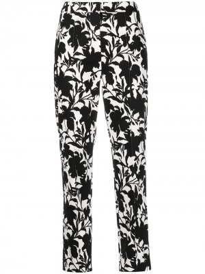 Прямые брюки с цветочным принтом Adam Lippes. Цвет: черный