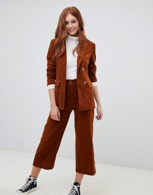 Укороченные вельветовые брюки New Look. Цвет: оранжевый