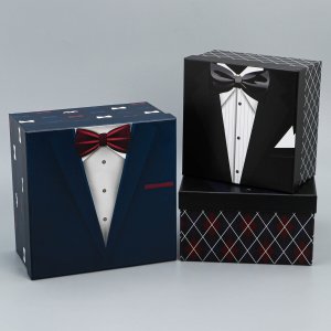 Набор подарочных коробок 3 в 1 Дарите Счастье. Цвет: белый, черный, синий, красный