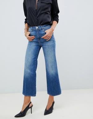 Широкие укороченные джинсы с завышенной талией Joan-Синий J Brand