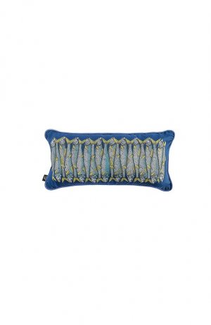 Шелковая подушка Sardine Fornasetti. Цвет: синий