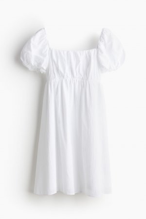 Платье Puff-sleeved Babydoll, белый H&M